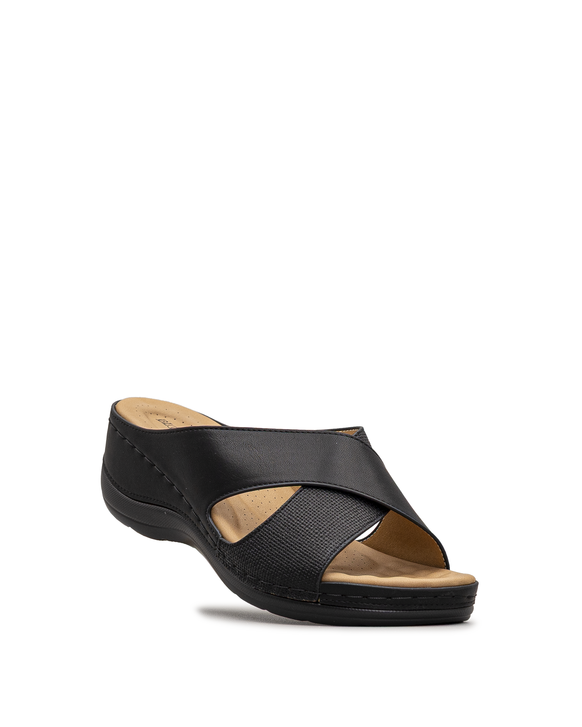 Sandales Slide Cuir Noir Premium - Élégance et Confort Minimaliste