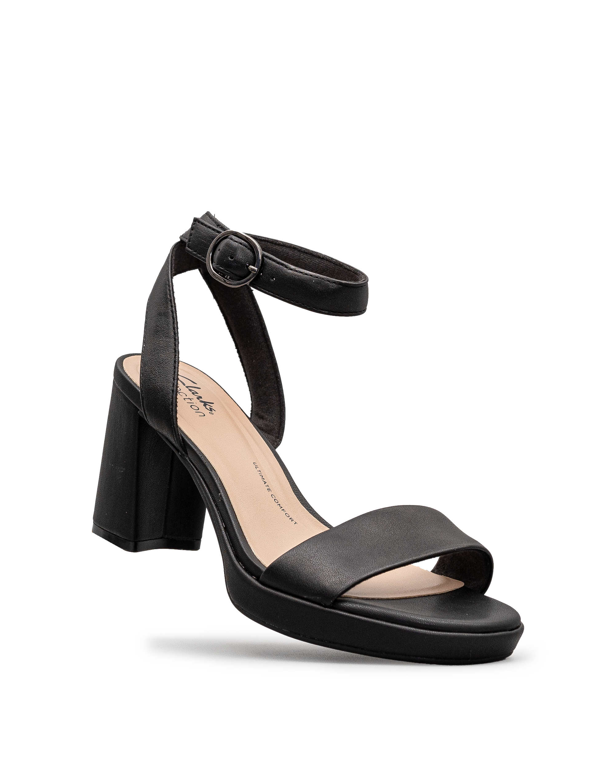 Escarpins Clarks Ambyrlyn Bay - Talon Bloc Confortable En Cuir Noir Pour Femme