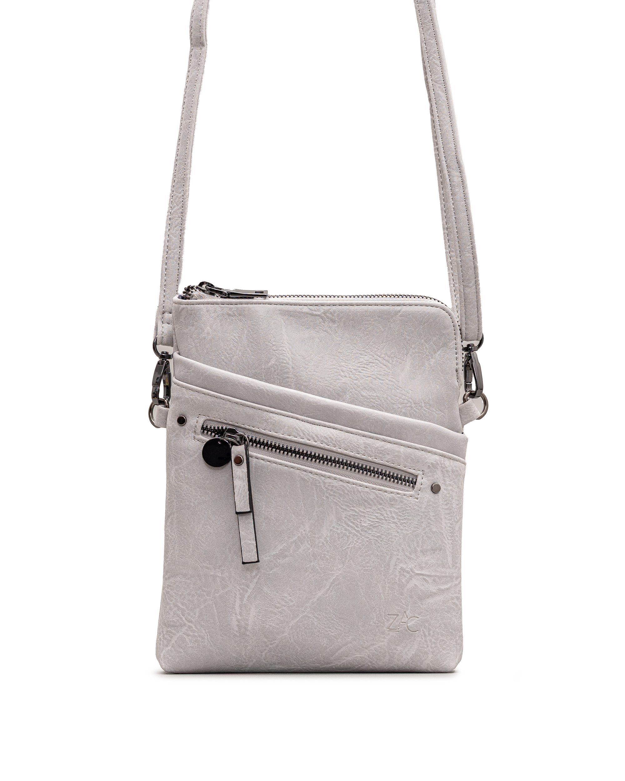 Sac Bandoulière En Cuir Gris Vintage Femme - Années 70/80 - État Très Correct