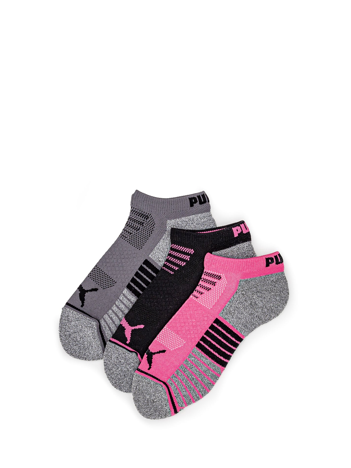 3pk socquette invisible - Noir&rose - #91S-18