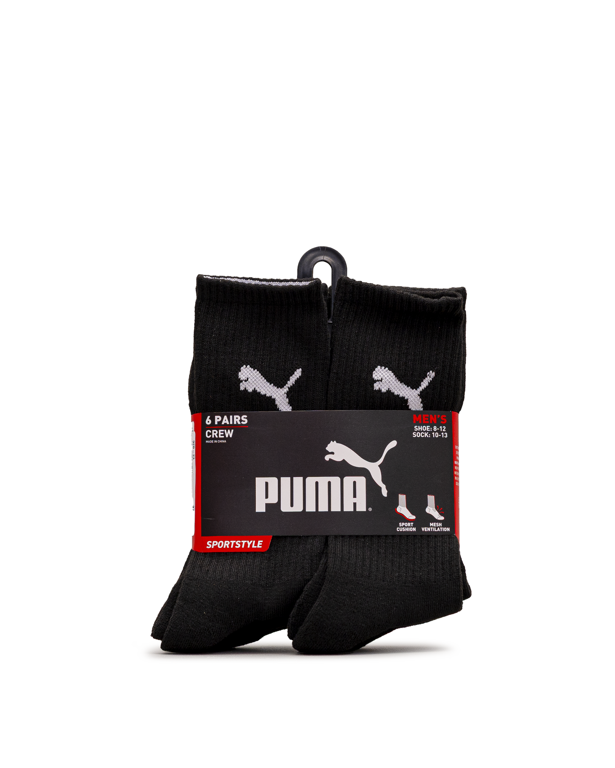 Mens crew socks 6 pack  - Noir - #92B-23