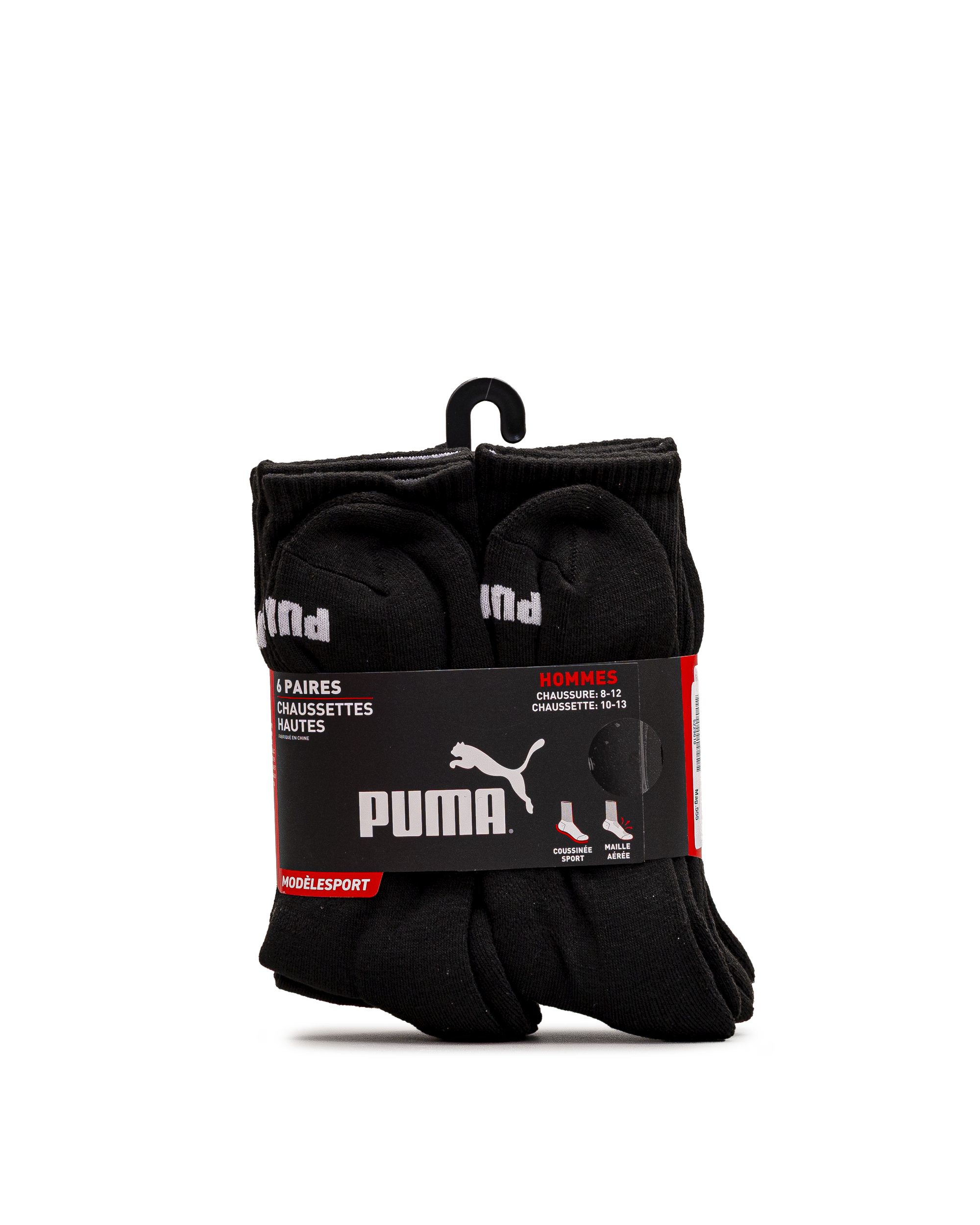 Mens crew socks 6 pack  - Noir - #92B-23