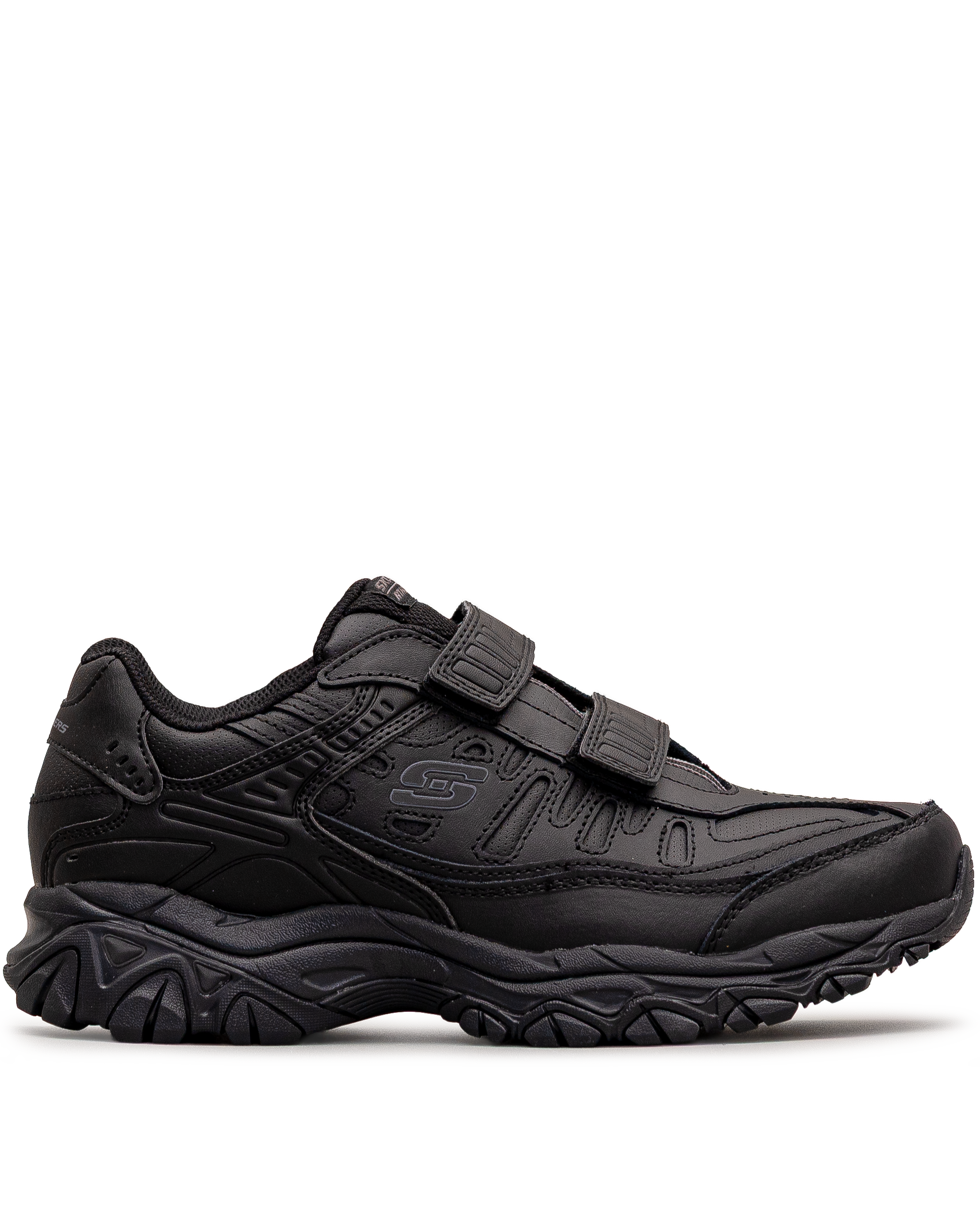 Vue latérale de la chaussure Skechers Final Cut extra large noire pour enfant