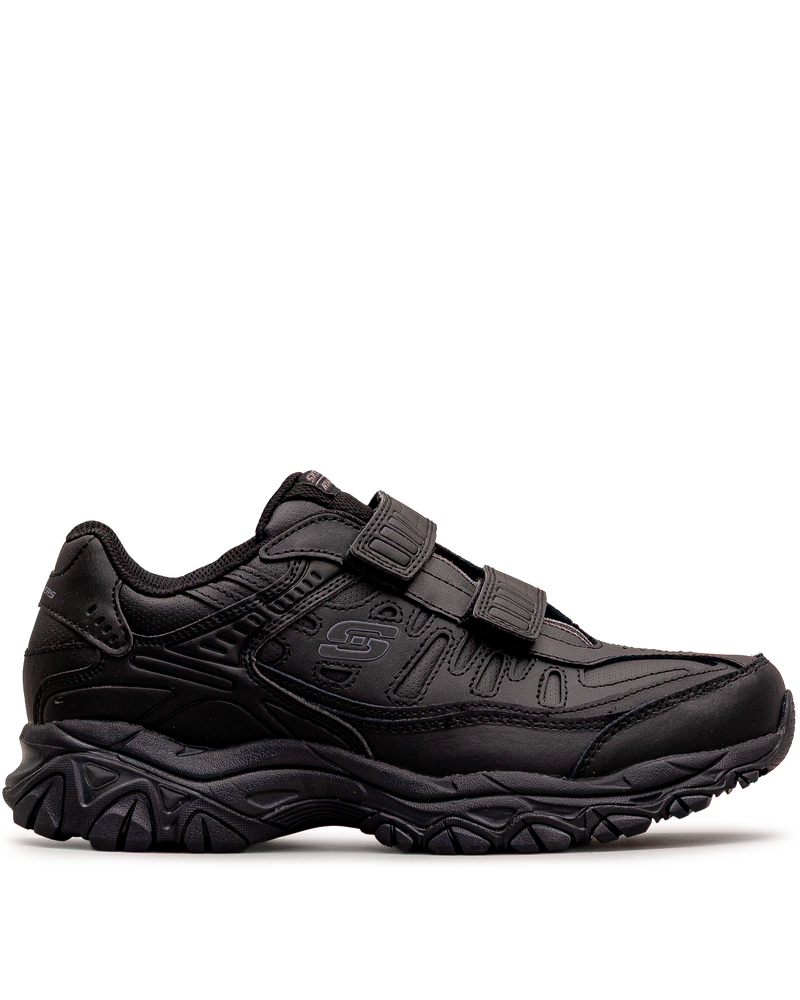 Vue latérale de la chaussure Skechers Final Cut extra large noire pour enfant