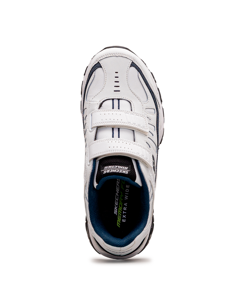 Vue de dessus de la chaussure Skechers Final Cut extra large blanche pour enfant