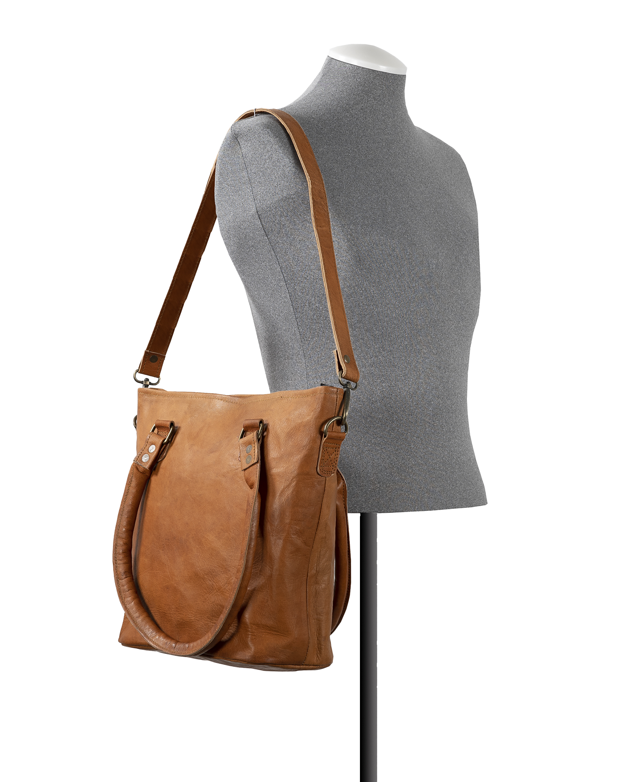 Sac fourre tout en cuir  - Tan - #90G-09