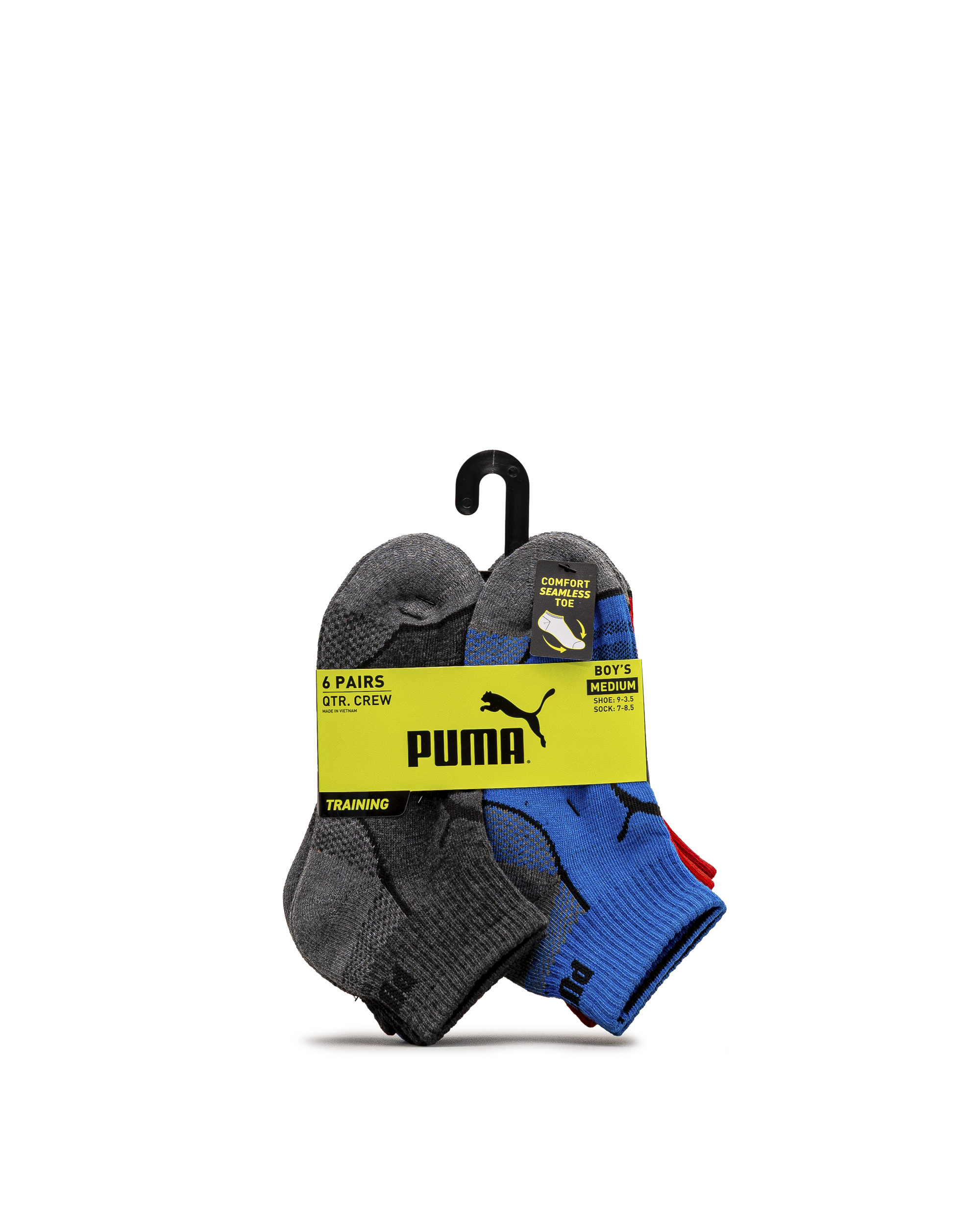 Boys 6pk qtr crew socks - Rouge/bleu - #97B-20