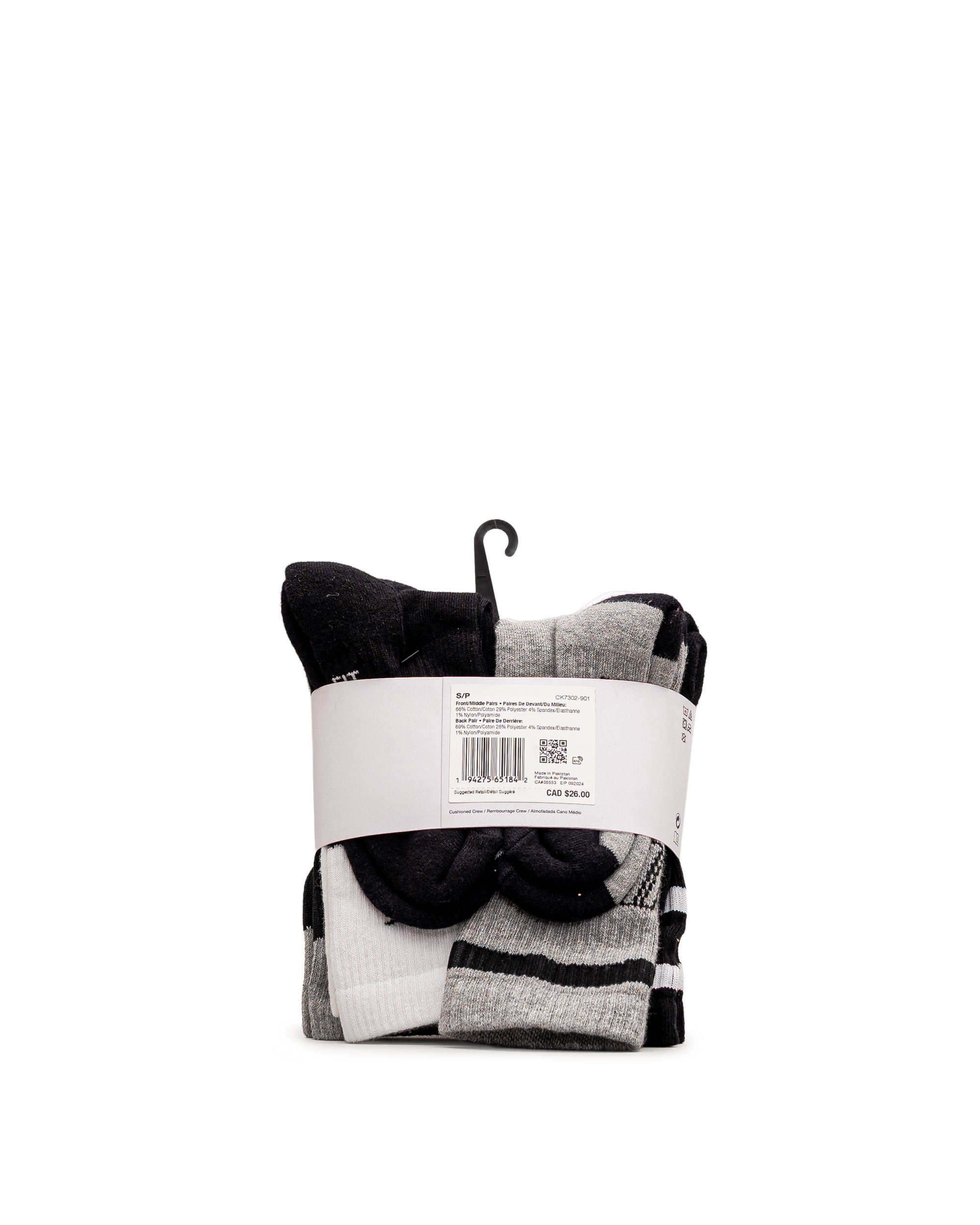 Kids cushioned crew 6pk - Noir - #97B-256