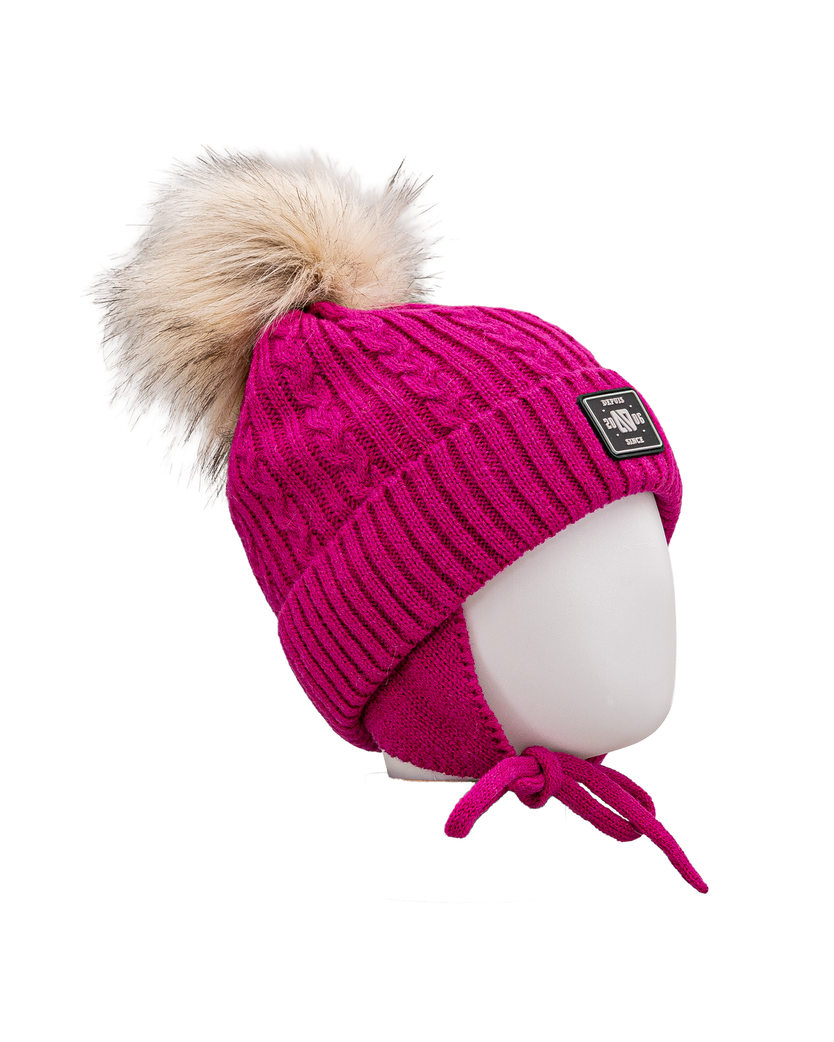 Tuque tricot pompom 2 6y  - Mauve  - #97D-19