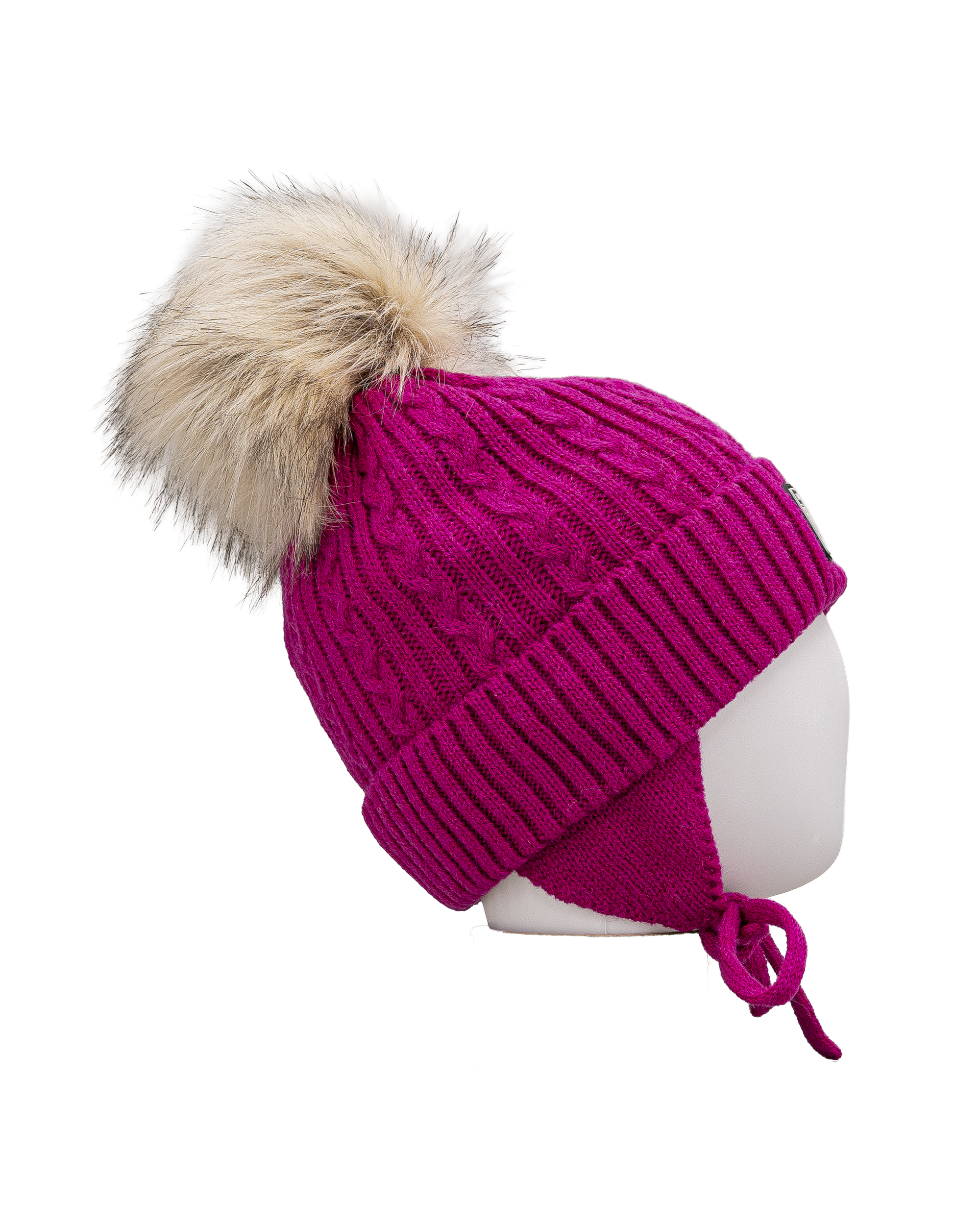 Tuque tricot pompom 2 6y  - Mauve  - #97D-19