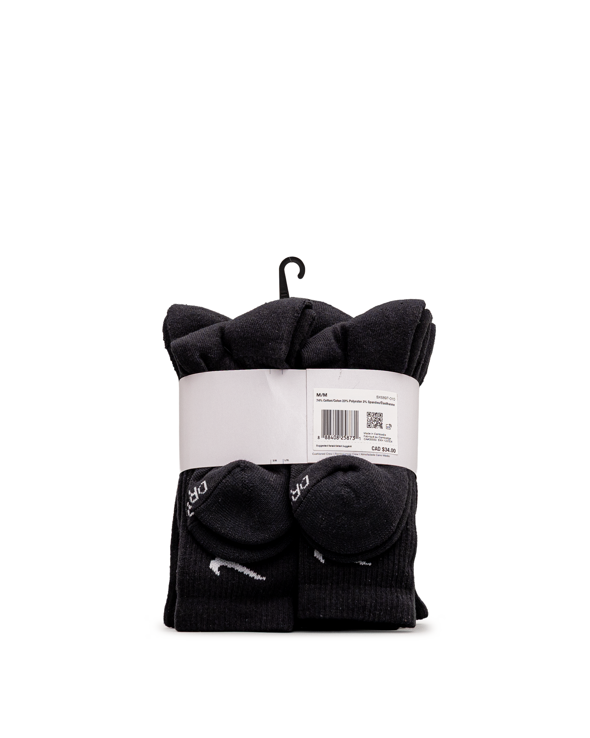 Unisex training socks 6pk - Noir - #98B-15