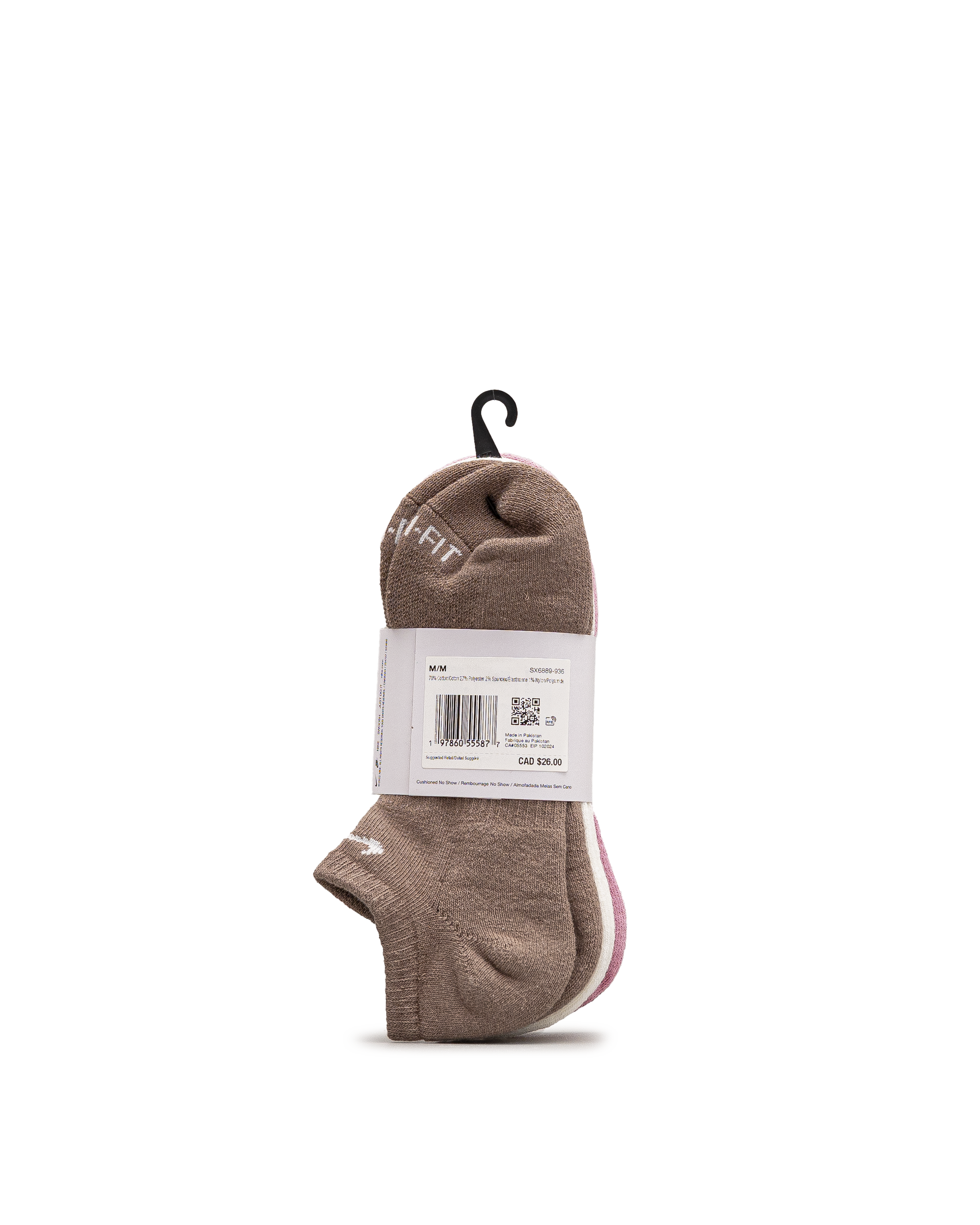 Unisex no show socks 3pk  - Rose pale - #98B-20