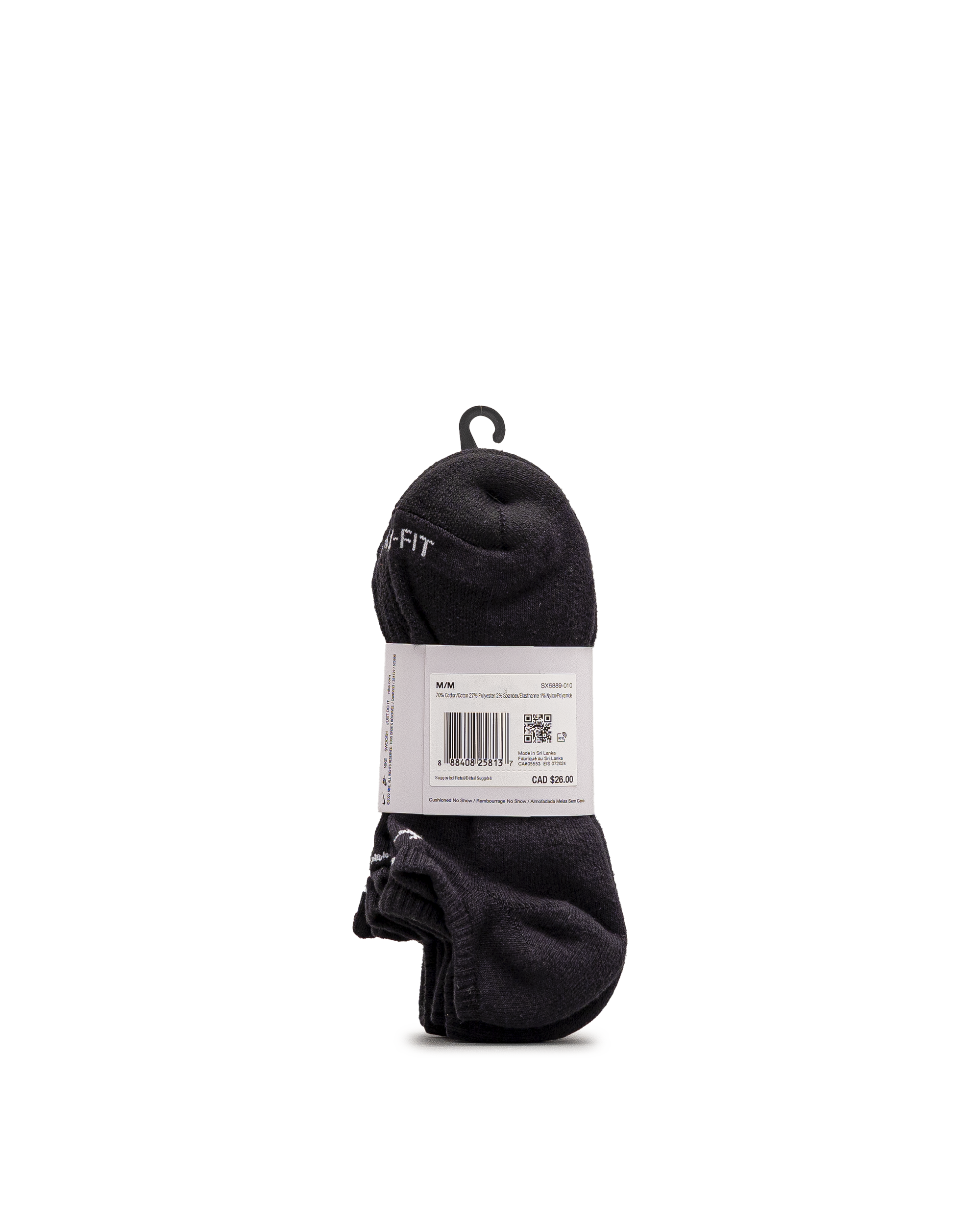 Unisex no show socks 3pk  - Noir - #98B-20